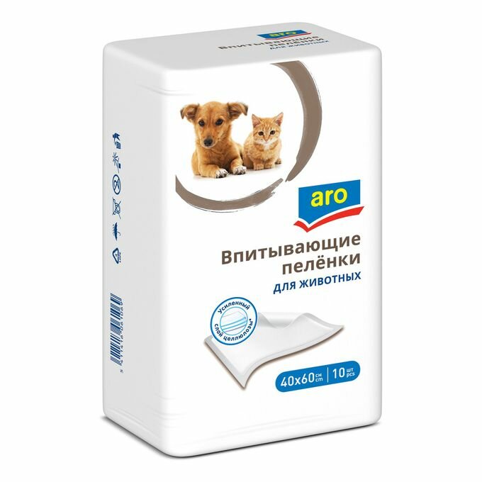 Пеленки для собак впитывающие ARO 89574 60х40 см 60 см 40 см 10 шт.