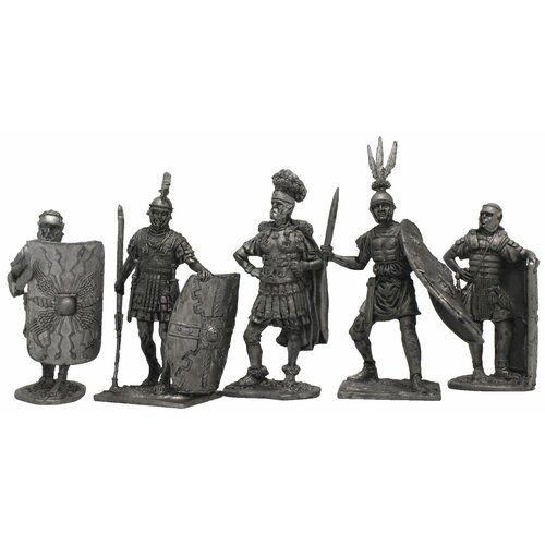 Римляне Легионеры №1ЕК (5 н/к) набор оловянных солдатиков некрашеных в картонной коробке