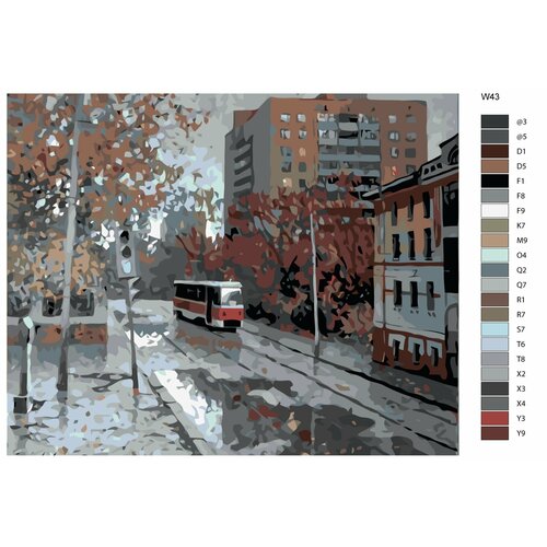 Картина по номерам W-43 Одинокий красный трамвай 70x90 картина по номерам w 42 красный трамвай 70x90