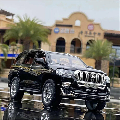 Металлическая машинка модель Toyota Land Cruiser Prado Прадо, масштаб 1:24 (21 см.)(черный) машинка 1 38 toyota land cruiser prado welly [43630l w]