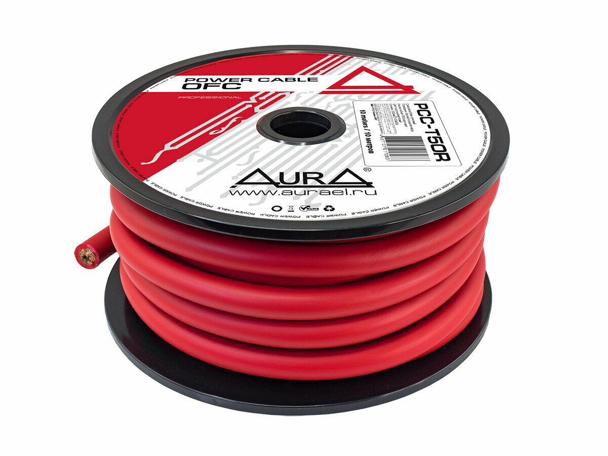 Кабель силовой AurA PCC-T50R, TOFC, 0AWG/50мм2, 10м/катушка, т. красный