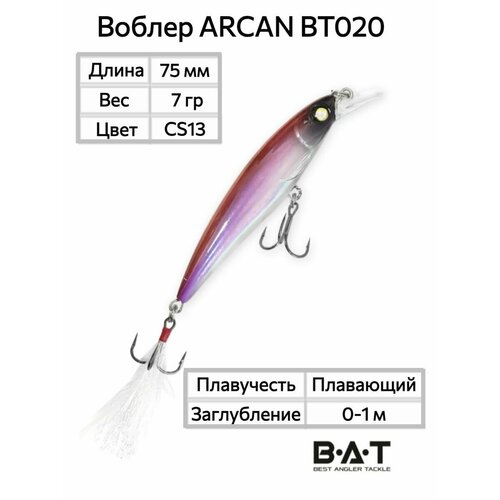 фото Воблер bat arcan bt020 (75 мм; 7гр; 1м) цвет:#cs13