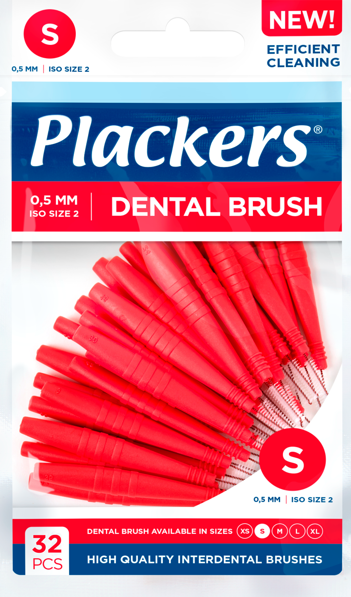 Межзубные ершики Plackers Dental Brush S, 0,5 мм (32 шт.) + колпачок