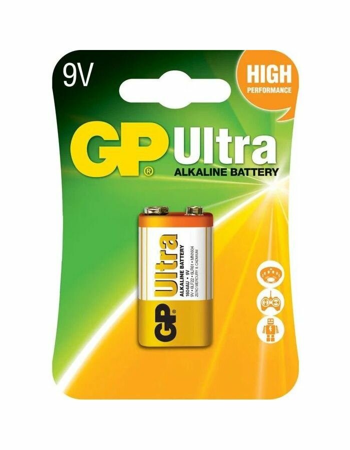 Батарейка GP Ultra Alkaline 1604AU 6LR61 9V (1шт.)