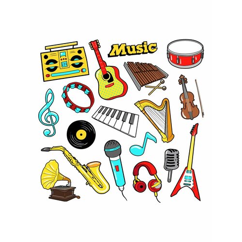 Наклейки стикеры Музыкальные инструменты наклейки стикеры музыкальные инструменты