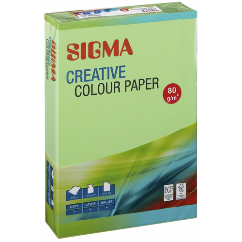 SIGMA Бумага цветная А4 зеленая пастель 250 листов 80г 1216₽