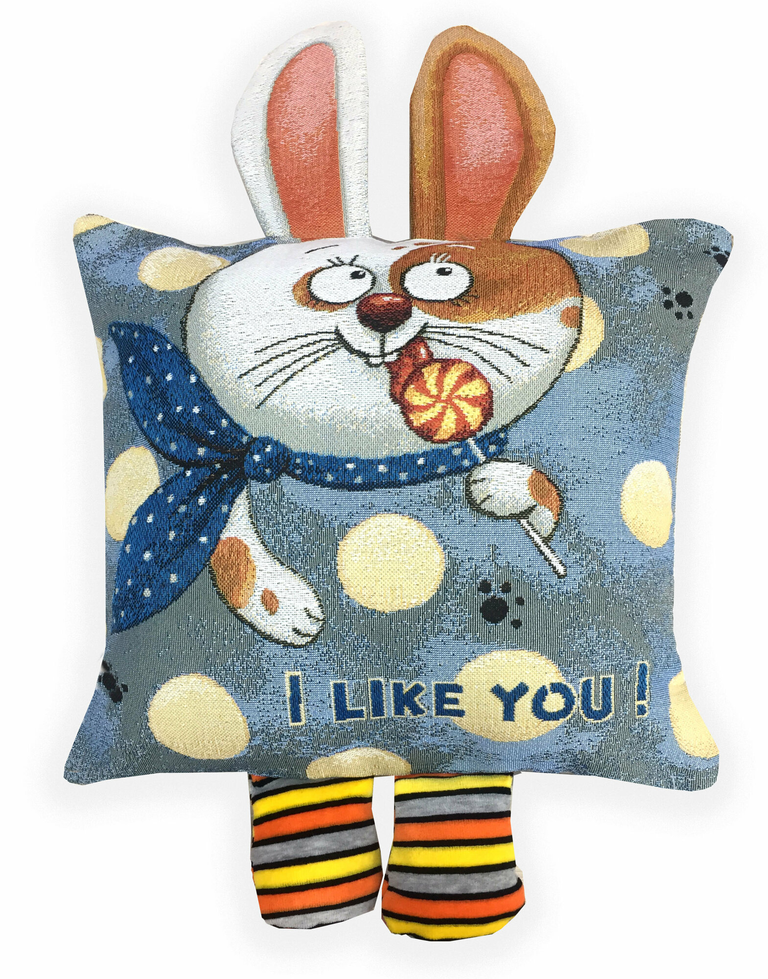 фото Подушка Декоративная Гобеленовая 32х32 "Ты мне нравишься. Зайчик"