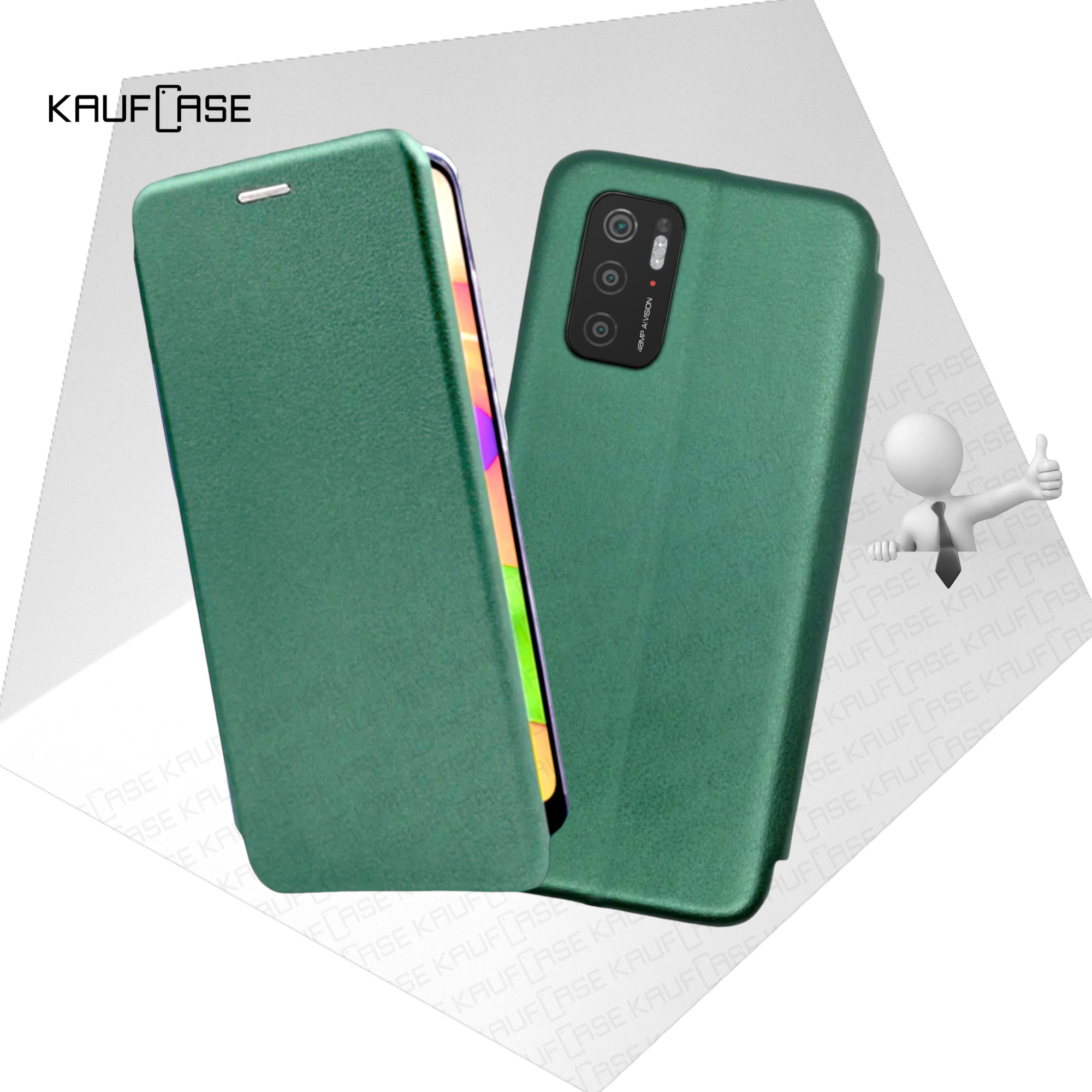 Чехол книжка для телефона Xiaomi Poco M3 Pro 5G /Redmi Note 10T 5G (6.5"), темно-зеленый. Текстура под кожу