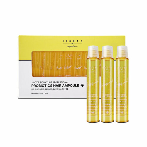 Jigott Signature Professional Probiotics Hair Ampoule Сыворотка для волос с пробиотиками 10*13мл ампульная сыворотка для волос с коллагеном signature professional collagen hair ampoule 10 13мл