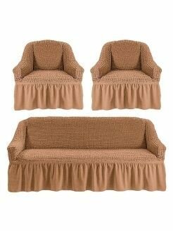 Чехлы на мебель комплект на диван и 2 кресла чехлы на диван и два кресла с оборкой