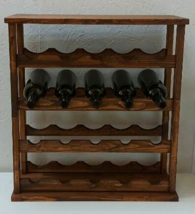 фото Стеллаж с вырезами для 25 бутылок 5 ярусов по 5. Темный орех