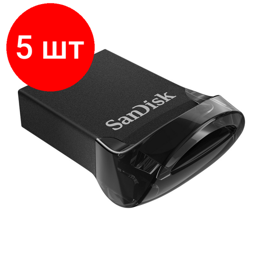 Комплект 5 штук, Флеш-память SanDisk Ultra Fit, 32Gb, USB 3.1 G1, чер, SDCZ430-032G-G46 usb flash drive 64gb sandisk ultra fit sdcz430 064g g46