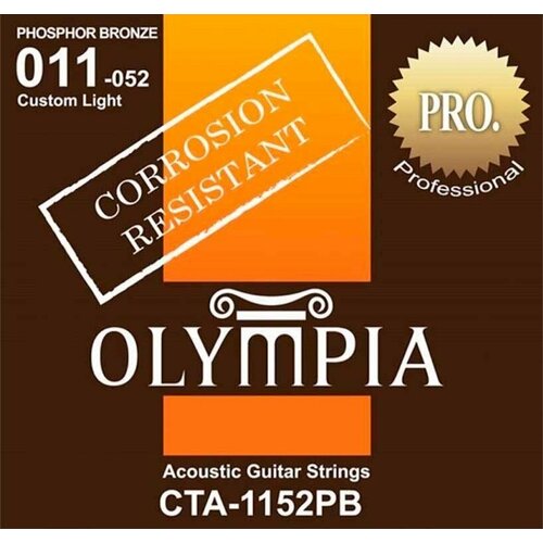 Olympia CTA1152PB - Струны для акустической гитары с устойчивостью к коррозии, фосфорная бронза, (11- 52) струны для акустической гитары olympia ags801 11 50