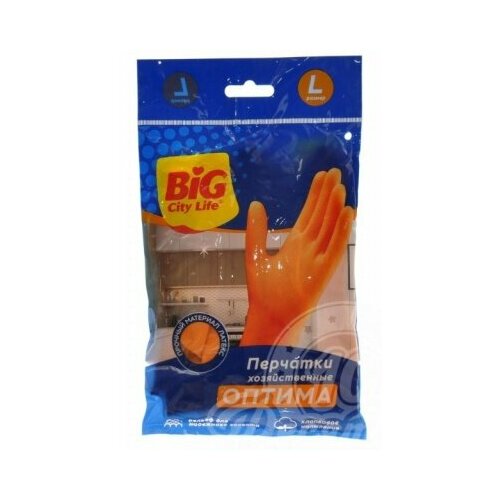 Перчатки латексные BIG CITY LIFE Оптима оранжевые, M