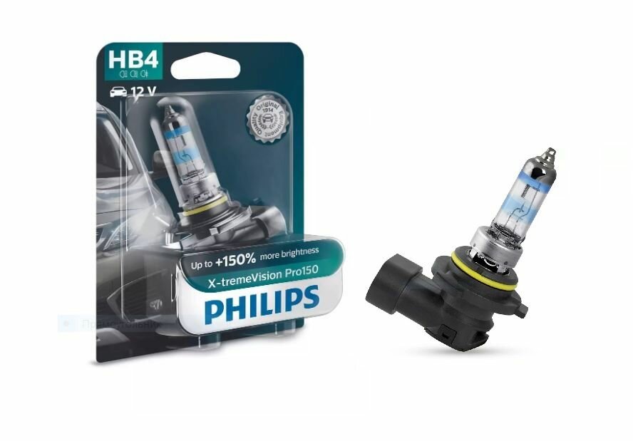 Лампа HB4 12V- 51W (P22d) PHILIPS +150% света+увелич. срок службы) X-treme Vision Pro150 блистер (1шт)