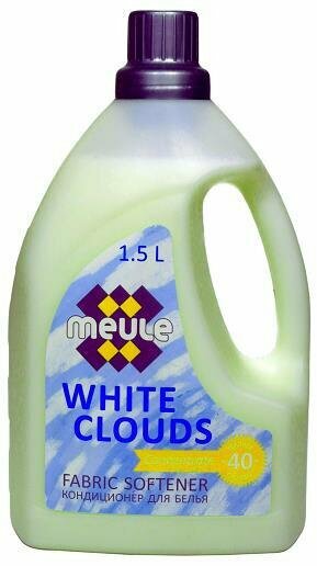 фото Кондиционер для белья Meule "White Softeher", Белые Облака, 40 стирок, концентрированный, 1,5 л (701394816)