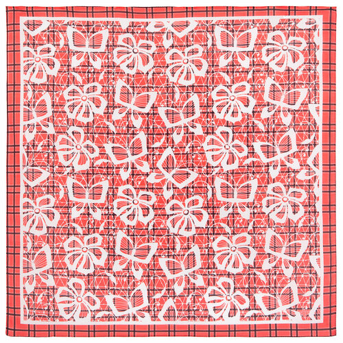 фото Платок павловопосадская платочная мануфактура,70х70 см, оранжевый, белый