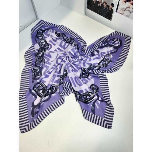 Платок , 100х100 см, голубой, мультиколор