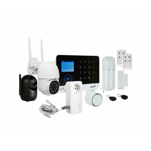 Комплект GSM/Wi-Fi сигнализация с видеонаблюдением и WiFi розеткой с датчиком темп: Strazh Oko и HDcom 9826-ASW5 + 288Bl-ASW5 и Strazh W130-T (Q409