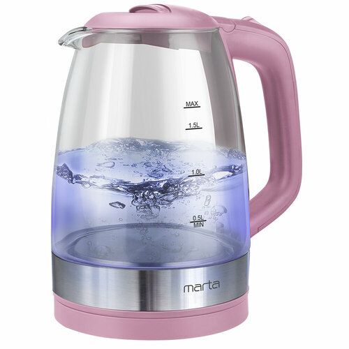 Электрический чайник MARTA MT-1098 розовый опал чайник стеклянный mt 1098 бордовый гранат
