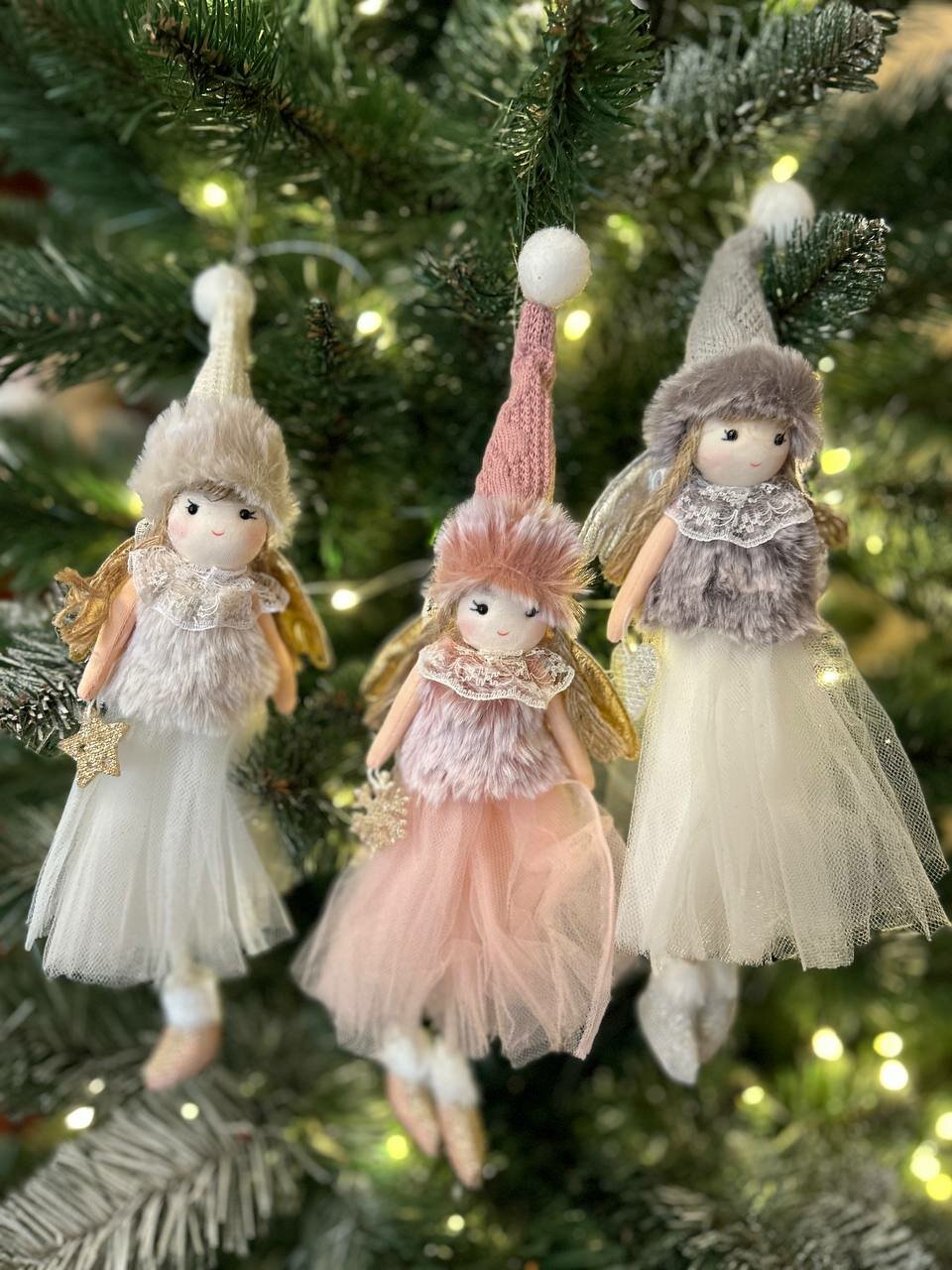 Набор Рождественских ангелов, плюшевая кукла-ангел, Подарок на Новый Год украшение на елку, кулон, новогодние украшения, Елочная игрушка