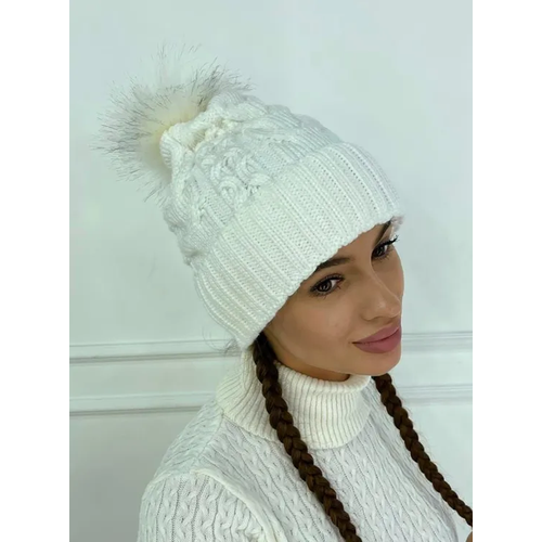 фото Шапка , размер универсальный, белый нет бренда