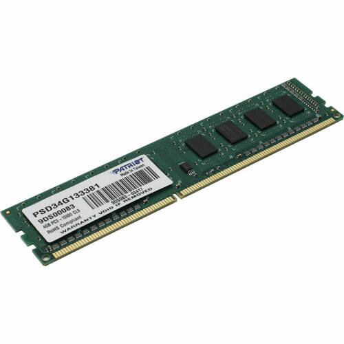 Модуль памяти Patriot DDR3 DIMM 4Gb 1333Мгц 1,5V (PSD34G133381), 1846514 комплект 5 штук модуль памяти patriot ddr3 dimm 4gb 1333мгц 1 5v psd34g133381