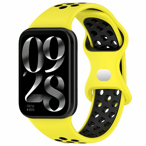 Двухцветный силиконовый ремешок для Xiaomi Mi Band 8 Pro, желто-черный черный, желтый, размер S (запястье 135–150 мм), XL (запястье 180–200 мм), XXL (запястье более 200 мм)