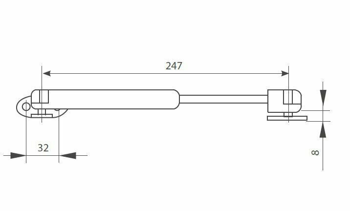 Газлифт мебельный усилие 80 N - 8 кг / 2 шт