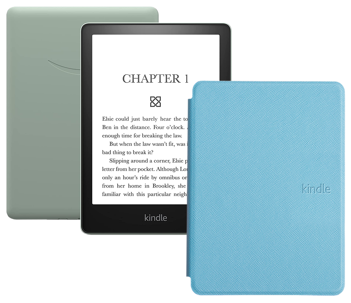 Электронная книга Amazon Kindle PaperWhite 2021 16Gb Ad-Supported Agave Green с обложкой ReaderONE PaperWhite 2021 Light Blue — фото 11