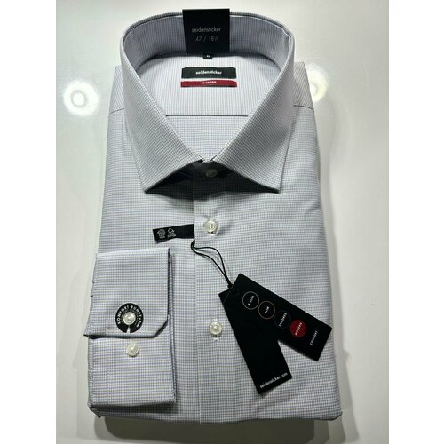 фото Рубашка seidensticker, размер 48 ворот , размер 3xl, голубой, белый