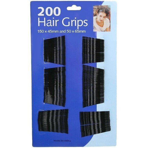 Невидимки для волос 200шт «Hair Grips», цвет черный, 4см