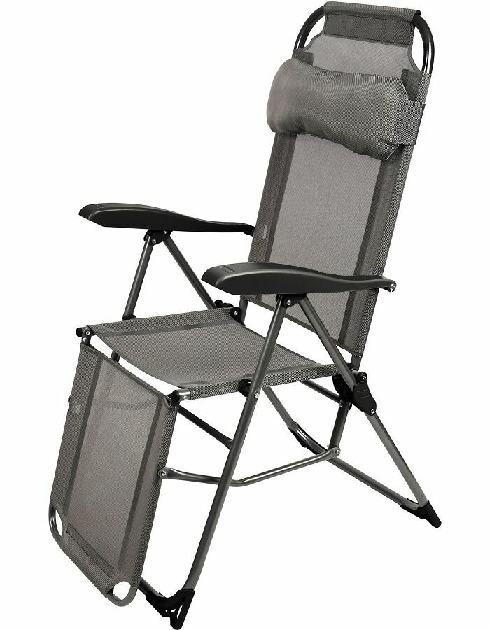 Кресло-шезлонг складное "Ника" с подножкой К3 графитовый