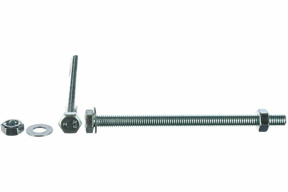 фото Болт Tech-Krep DIN933 с шестигранной головкой, оцинкованный М8х120 + гайка + шайба 2 шт - пакет 136913