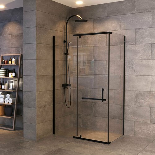 Душевое ограждение 9090 см Arena Square Black 90 с распашной дверью черный профиль и аксессуары без поддона Толщина стекла 8 мм 40500₽