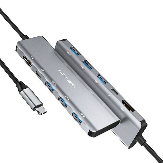 Док-станция 5-в-1 USB Type-C -> 3xUSB 3.0+HDMI 4K+PD 100W ACASIS HBC-028 (кабель 1.0м)