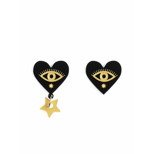 Серьги НечегоНадеть, черный, золотой