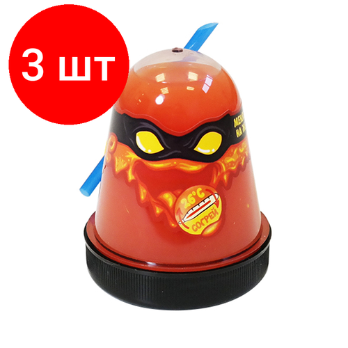 Комплект 3 шт, Слайм Slime Ninja, красный, меняет цвет на желтый, 130г