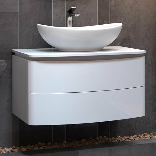 Тумба с раковиной Velvex Luna 80 подвесная белая