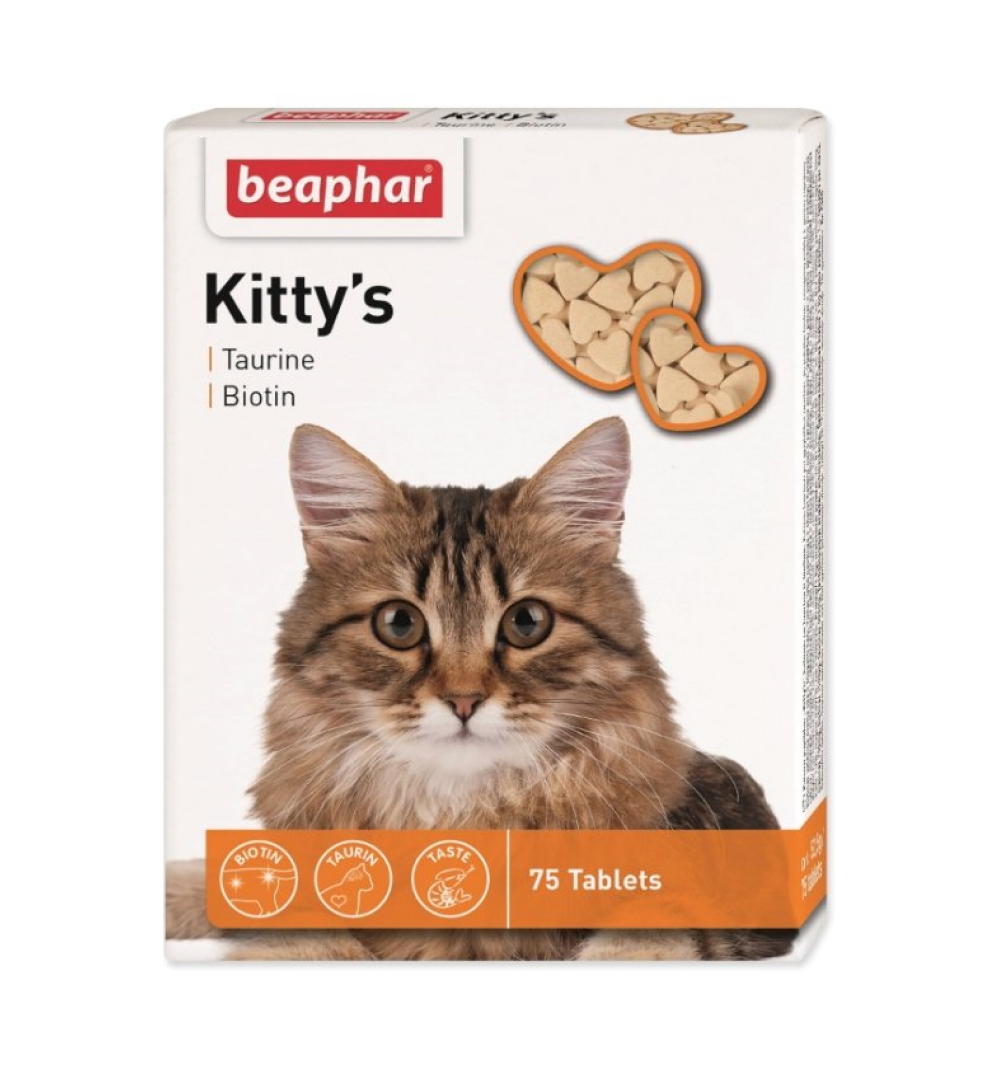 Кормовая добавка Beaphar "Kittys + Taurine-Biotin"для кошек с таурином и биотином 75 таблеток