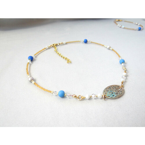 Комплект украшений K&A, длина 41.5 см, синий, золотой