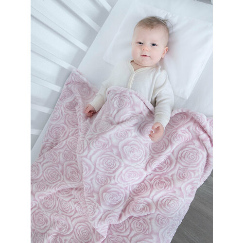 плед плюшевый 100х118 см для новорожденных в кроватку коляску розовый без рисунка однотонный Плед плюшевый 100х118 см для новорожденных в кроватку коляску , розы розовый