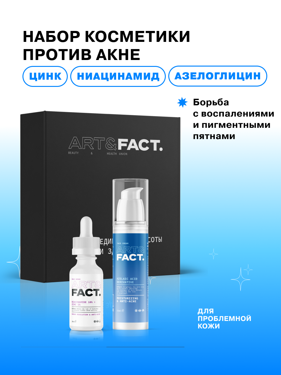 ART&FACT. /Подарочный набор. Комплекс уходовой дермокосметики против акне для кожи, склонной к высыпаниям