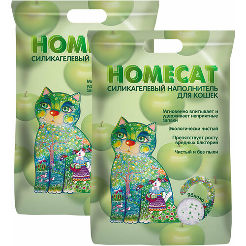 HOMECAT яблоко наполнитель силикагелевый для туалета кошек (3,8 + 3,8 л) homecat яблоко наполнитель силикагелевый для туалета кошек 3 8 л х 4 шт