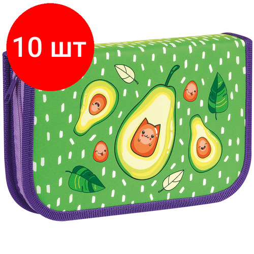 Комплект 10 шт, Пенал 1 отделение, 210*130 ArtSpace Avocado, две откидные секции, ткань комплект 9 шт пенал 1 отделение 210 130 artspace fairy tale две откидные секции ткань