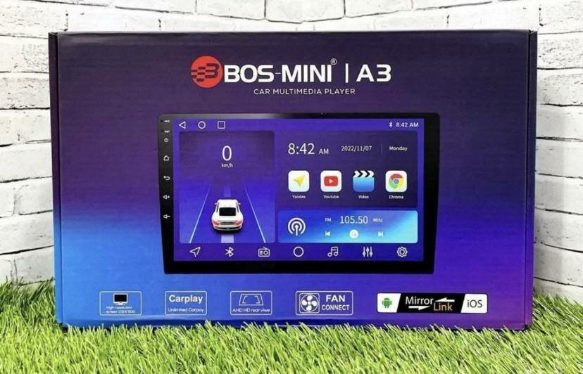 Автомагнитола Магнитола Чейнджер 2Din BOS-MINI A3 9" 2 GB 32GB (Android12 Bluetooth USB AUX FM)