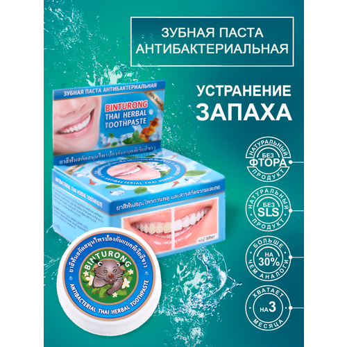 зубная паста binturong thai herbal toothpaste антибактериальная 33 г Тайская зубная антибактериальная паста Binturong 30 гр