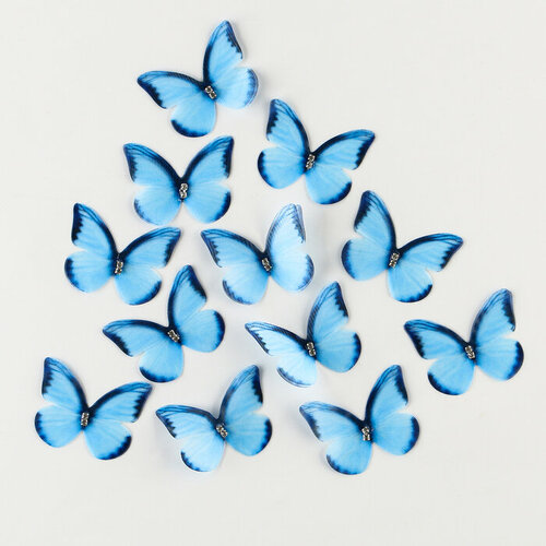 Декор для творчества «Бабочка», двухслойный, набор 12 шт, размер 1 шт. — 5 × 4 см, цвет голубой декор для творчества бабочка двухслойный набор 12 шт размер 1 шт 5 × 4 см цвет красный