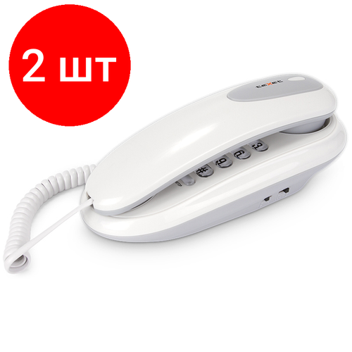 Комплект 2 шт, Телефон проводной Texet ТХ-236, повторный набор, компактный размер, светло-серый