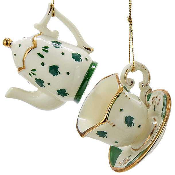 фото Kurts Adler Набор елочных игрушек Дублинское Чаепитие 5 см, 2 шт *